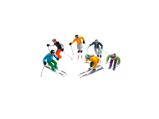 Miniatures de 6 figurines debout à ski miniatures - 1:32 - Jaegerndorfer 54400