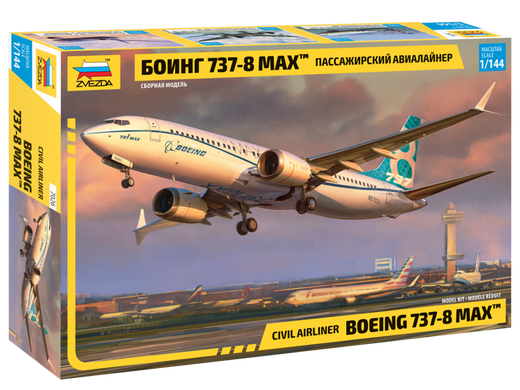 Maquette d'avion civil : Boeing 737 Max 8 - 1/144 - Zvezda 07026