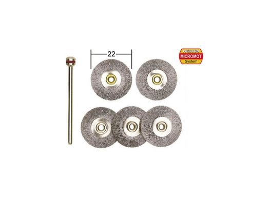 Outil modélisme - 5 brosses en acier en forme de disque ø 22,0 mm - PROXXON 28952