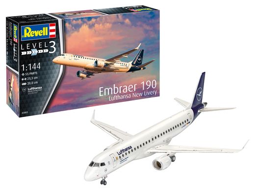 Maquette avion civil : Embraer 190 Lufthansa New Livery - 1:144 - Revell 3883 03883