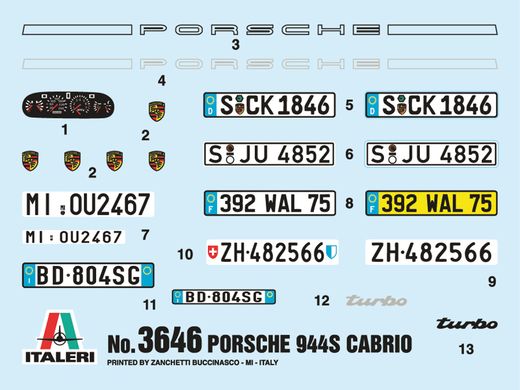 Maquette voiture : Porsche 944 S Cabriolet - 1/24 - Italeri 3646 03646