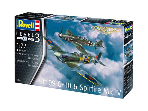 Maquette militaire : Combat Set Bf109G-10 & Spitfire Mk V - 1:72 - Revell 03710, 3710