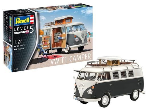 Maquette voiture : Volkswagen T1 Camper 1:24 - Revell 07674, 7674