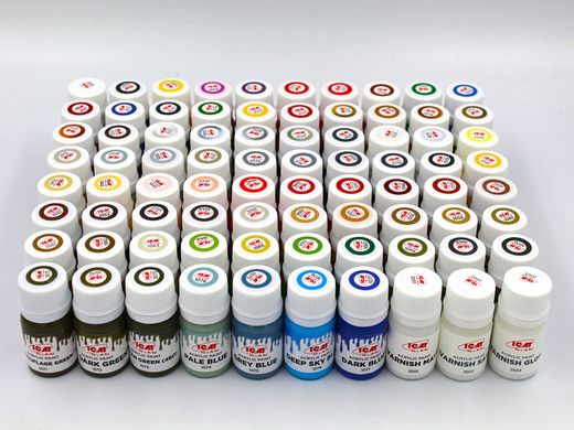 Coffret de peinture acrylique : Set 80 pots (77 couleurs + 3 vernis) 80 x 12 ml - ICM 3004