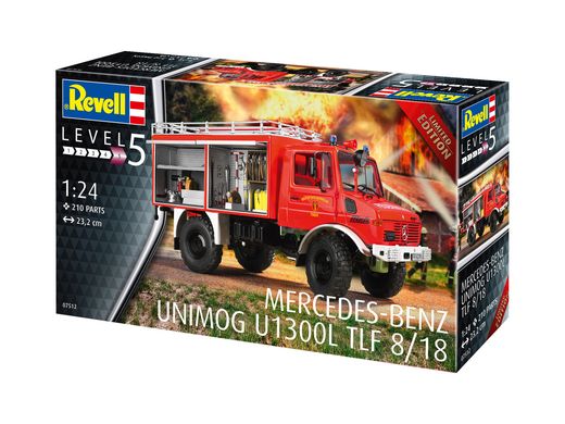 Maquette camion de pompier : Mercedes-Benz Unimog U 1300 L TLF 8/18 1/24 - Revell 07512