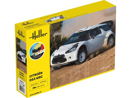 Maquette voiture de course : Starter Kit Citroën DS3 WRC 1/24 - Heller 56758