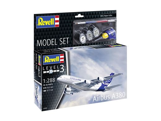 Coffret cadeau maquette avion civil : Model Set Airbus A380 1/288 - Revell 63808