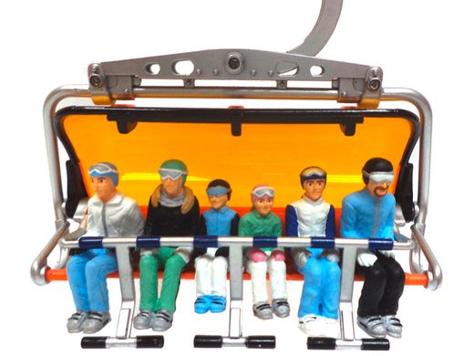 Figurines miniatures de 6 personnages assis avec skis - 1:32 - JC collection 5677-54200