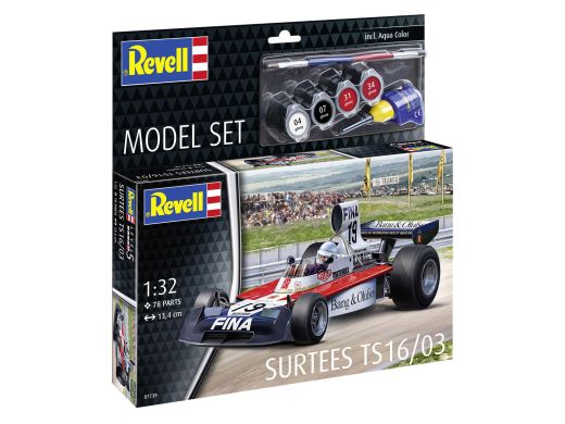 Maquette voiture de course : Model Set Surtees TS16/03 1/32 - Revell 67739