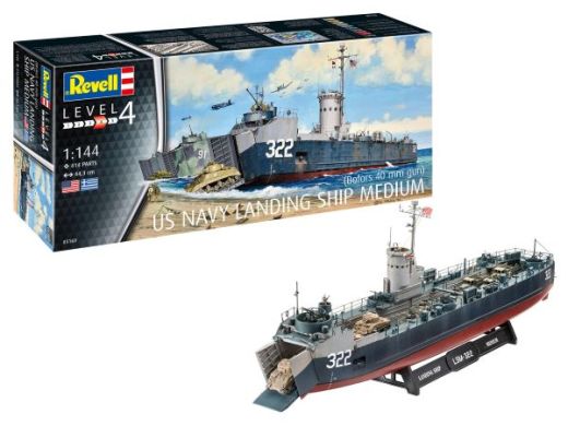 Maquette navire militaire : US NAVY LANDING SHIP MEDIUM au 1/144 - Revell 05169  5169