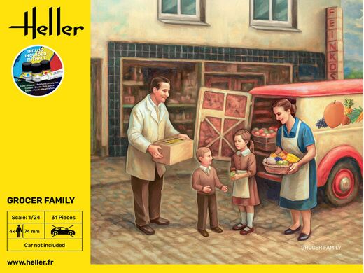 Coffret cadeau figurines : Starter Kit Famille d'épiciers 1/24 - Heller 58758