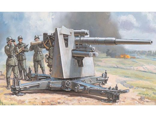 Maquette militaire : Canon FlaK 36/37 88 mm + servants - 1/72 - Zvezda 6158