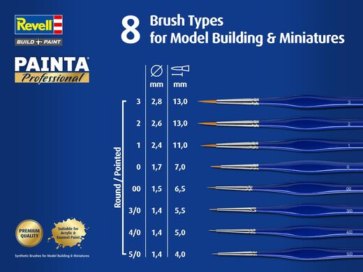Set de 4 brosses : Painta Professional pinceaux Basic Set - Revell 39560