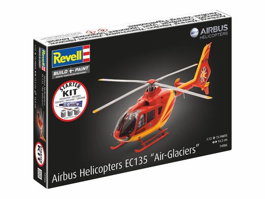 Maquette hélicoptère de transport : Starter kit Airbus EC135 Air-Glaciers - 1/72 - Revell 74986