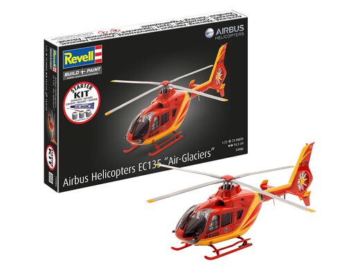 Maquette hélicoptère de transport : Starter kit Airbus EC135 Air-Glaciers - 1/72 - Revell 74986
