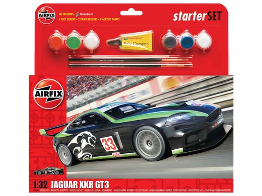 Maquettes voiture de sport : Starter Set Jaguar XKRGT - 1:32 - Airfix 55306