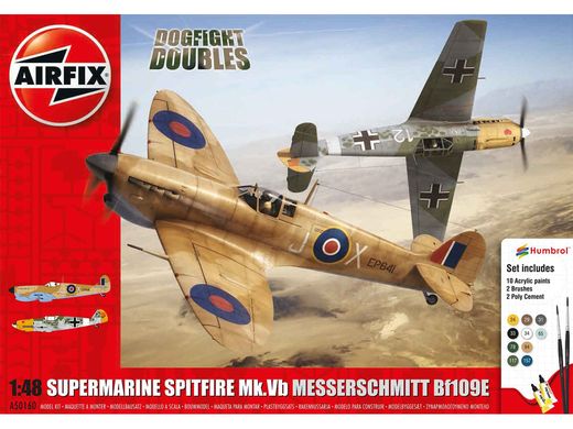 Maquettes d'avions militaires : Supermarine Spitfire MkVb & Messerschmitt BF109E - 1:48 - Airfix 050160