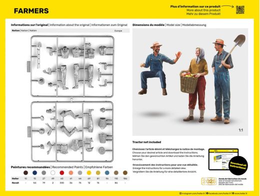 Coffret de figurines : Starter kit Fermiers 1/24 - Heller 58752