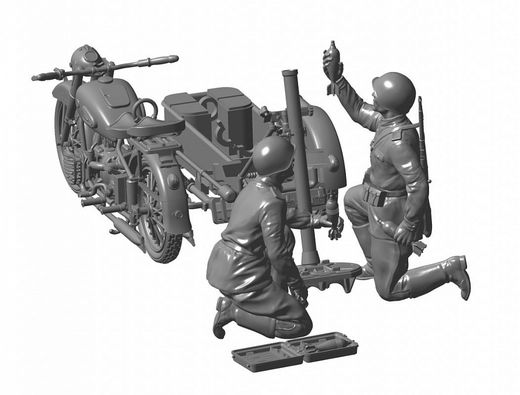 Maquette militaire : Moto M‐72 avec mortier 82mm - 1/35 - Zvezda 03651 3651