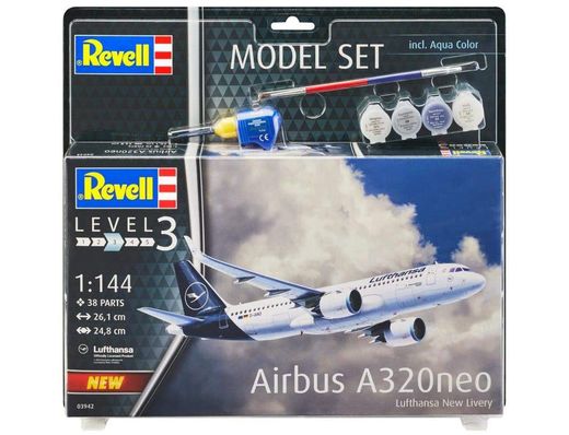 Boîte maquette avion civil : Model set Airbus A320 Neo - 1:144 - Revell 63942