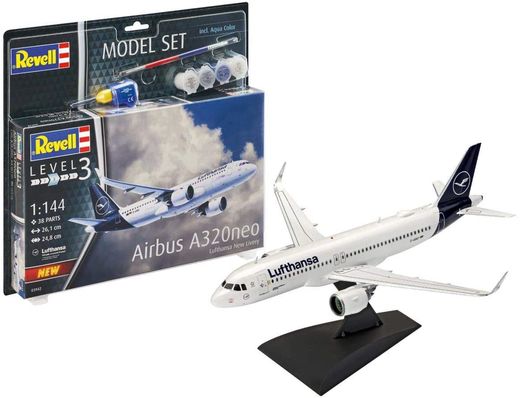 Boîte maquette avion civil : Model set Airbus A320 Neo - 1:144 - Revell 63942