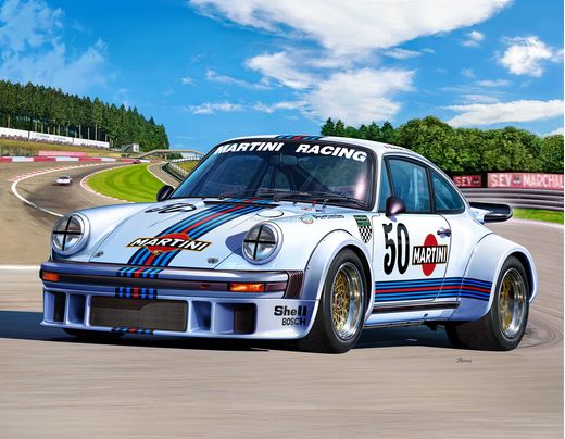 Illustration maquette voiture de collection : Model set Porsche 934 Rsr "Martini" - 1/24 - Revell 7685 07685