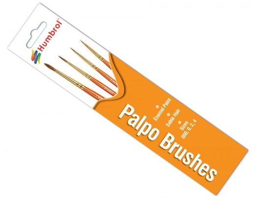 Pinceaux de modélisme : Palpo Brush Pack - Size 000/0/2/4 - Humbrol AG4250 - france-maquette.fr