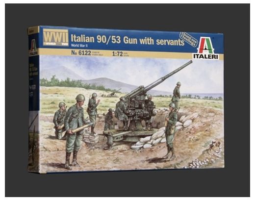 Maquette artillerie : Canon italien 90/53 et servants - 1/72 - Italeri 6122