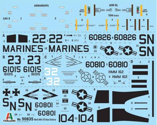 Maquette d'hélicoptère : AH-1T Sea Cobra au 1/48 - Italeri 90835