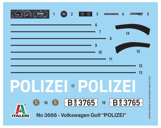 Maquette voiture de police : VW Golf Polizei 1/24 - Italeri 3666