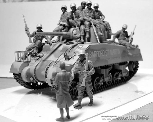 Figurines militaires : 101e easy company - Parachutistes américains et tankistes britanniques France juin 1944 - 1:35 - Masterbox 35164