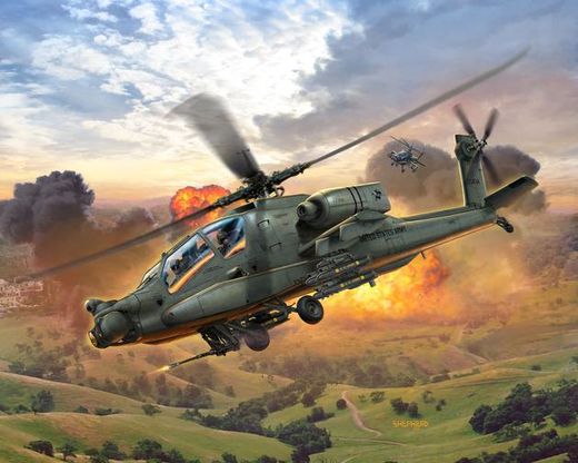 Maquette hélicoptère de transport : AH-64A Apache - 1/100 - Revell 64985