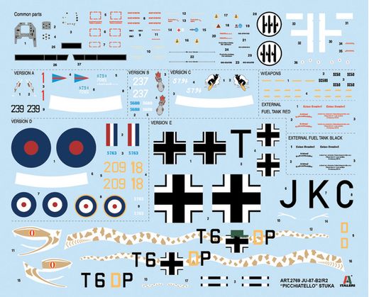 Maquette d'avion militaire : JU 87 B-2/R-2 "Picchiatello" - 1/48 - Italeri 02769