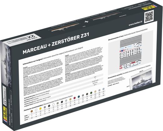 Maquette bateau : Starter Kit Marceau + Zerstörer Z31 TWINSET - 1:400 - Heller 55009