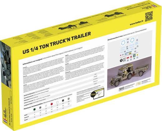 Heller 81105 - Véhicule  US 1/4 Ton Truck 'n Trailer