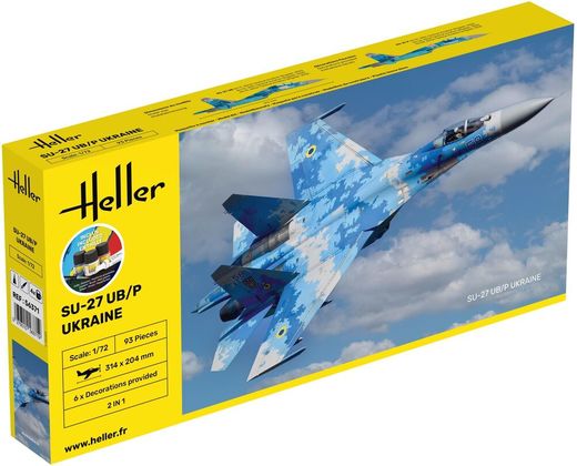 Maquette avion militaire : Starter Kit SU-27 UB/P Ukraine 1/72 - Heller 56371