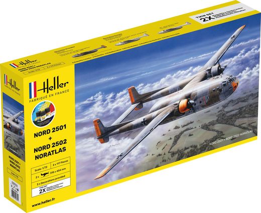 Maquettes avions : Starter kit Nord2501 + Nord 2502 "Noratlas" Twinset - 1/72 - Heller 55374