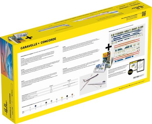 Maquette avions modernes : Starter kit Caravelle + Concorde 1/100 - Heller 52333