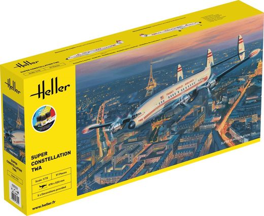 Coffret cadeau maquette avion civil : Starter kit Super Constellation TWA 1/72 - Heller 58391