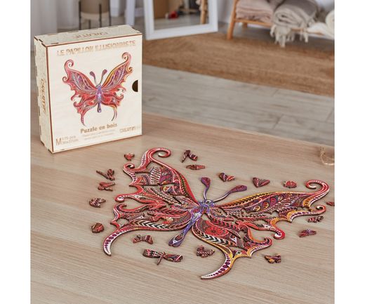 Puzzle décoratif en bois : Papillon illusionniste - Créatif Puzzle