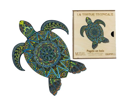 Puzzle en bois : Tortue tropicale - Créatif Puzzle