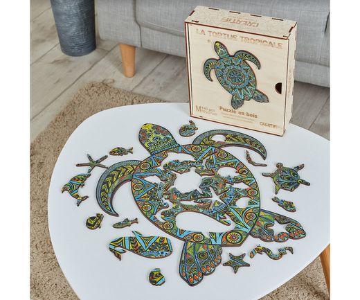 Puzzle en bois : Tortue tropicale - Créatif Puzzle