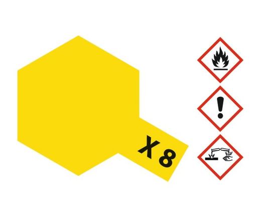 Peinture pour maquettes - X8 JAUNE CITRON brillant - XL 23 ml - Tamiya 81008