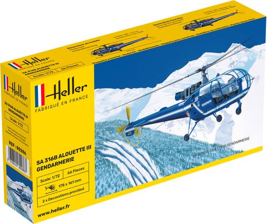 Maquette hélicoptère : SA 316 Alouette III Gendarmerie - 1:72 - Heller 80286