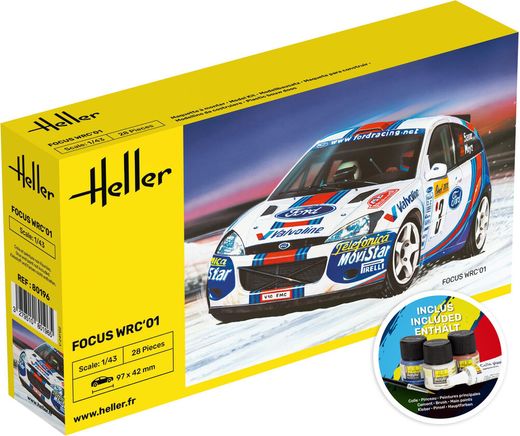 Maquette voiture de course : Starter set Focus WRC'01 1/43 - Heller 56196