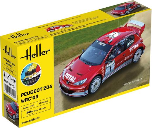 Maquette voiture : Starter Kit Peugeot 206 WRC'03 1/43 - Heller 56113