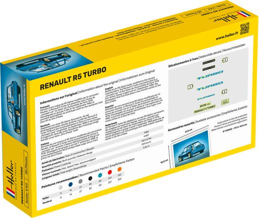 Maquette voiture de collection : Starter kit Renault R5 Turbo - 1/43 - Heller 56150