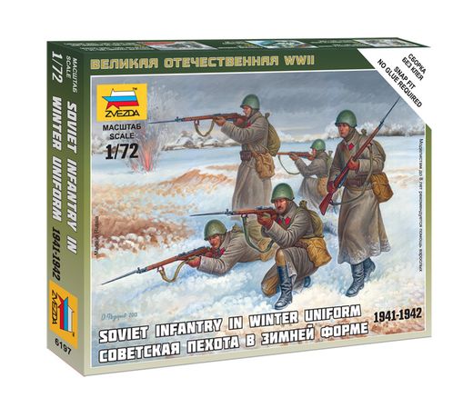 Figurines militaires : Fantassins Soviétique Tenue Hivernale - 1/72 - Zvezda 6197