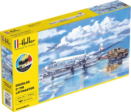 Maquette d'avion militaire : Starter Kit C-118 Liftmaster - 1/72 - Heller 56317
