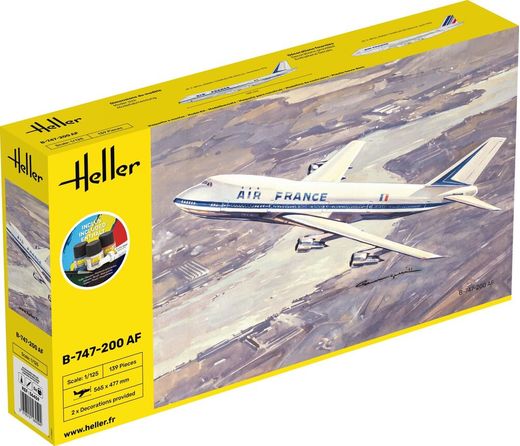 Maquette avion civil : Starter Kit Boeing 747 "Air France" 1/125 - Heller 56459